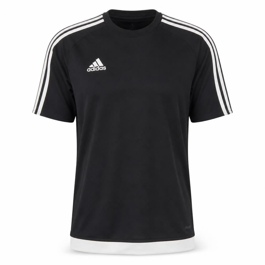 Front view of Adidas Men's Black S Athletic Jersey - Solid Polyester