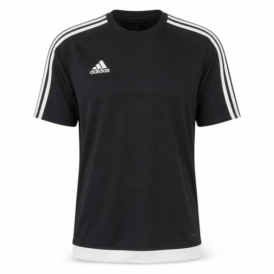 Front view of Adidas Men's Black S Athletic Jersey - Solid Polyester