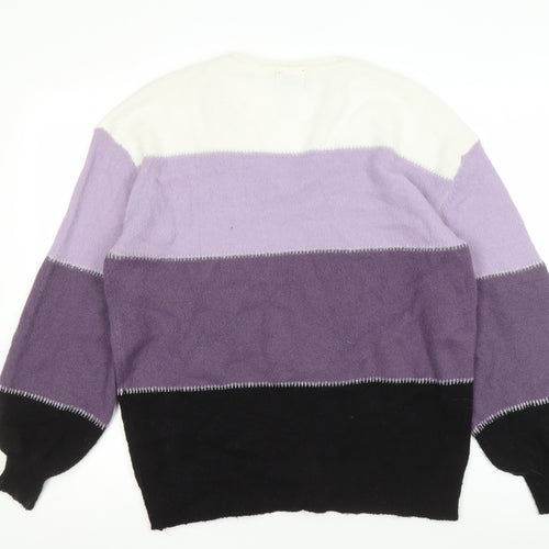 C&A Women's Multicoloured V-Neck Pullover Jumper M