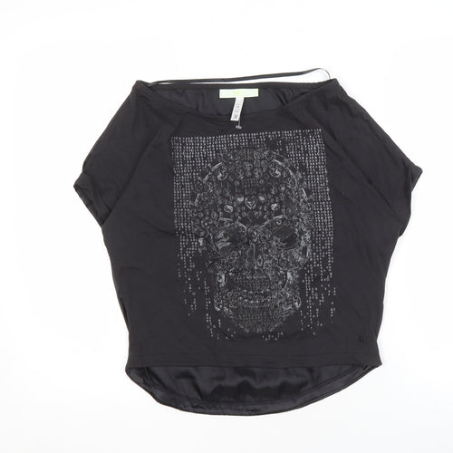 Adidas Women's Black XS Studded Skull T-Shirt