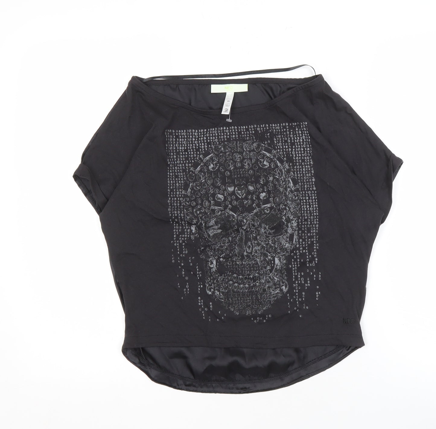 Adidas Women's Black XS Studded Skull T-Shirt