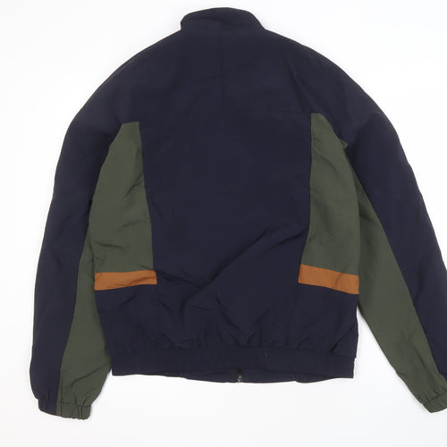 New Look Men's Blue Nylon Jacket, Size S, Stand-Up Collar