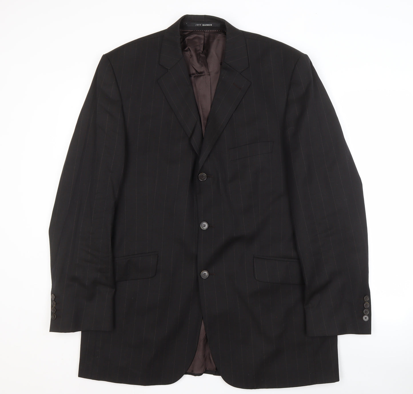 Jeff Banks Men's Black Striped Blazer, 42 Long
