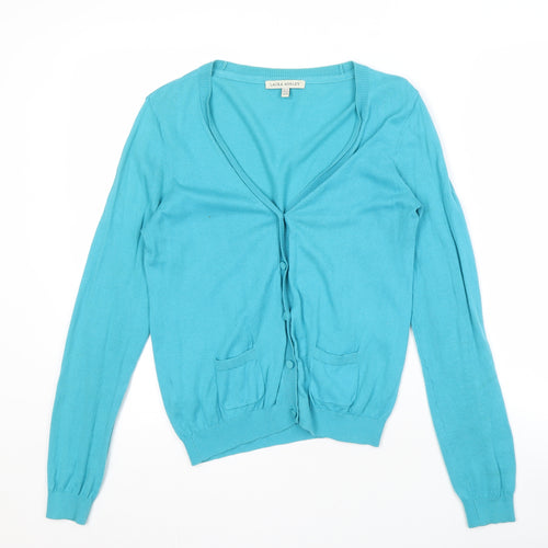 Laura Ashley Women's Blue Cardigan UK 12 V-Neck Casual