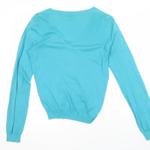 Laura Ashley Women's Blue Cardigan UK 12 V-Neck Casual