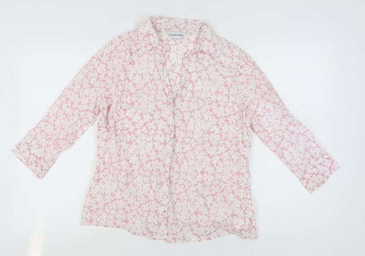 Double TWO Women’s Pink Floral Blouse, Size 12