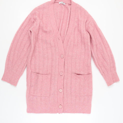 Next Women's Pink Cardigan, V-Neck, Medium, Cozy Winter Wear