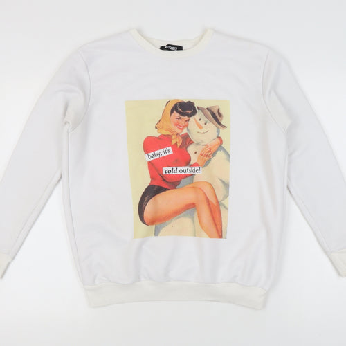 Missguided Women's White Pullover Vintage Graphic Sweatshirt