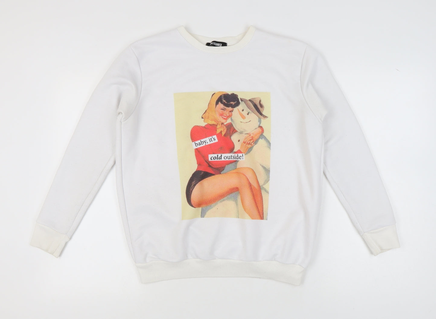 Missguided Women's White Pullover Vintage Graphic Sweatshirt
