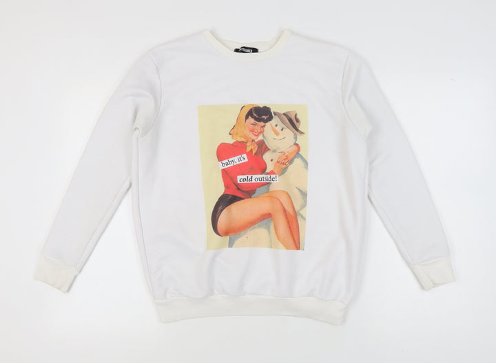 Missguided Women's White Pullover Vintage Graphic Sweatshirt