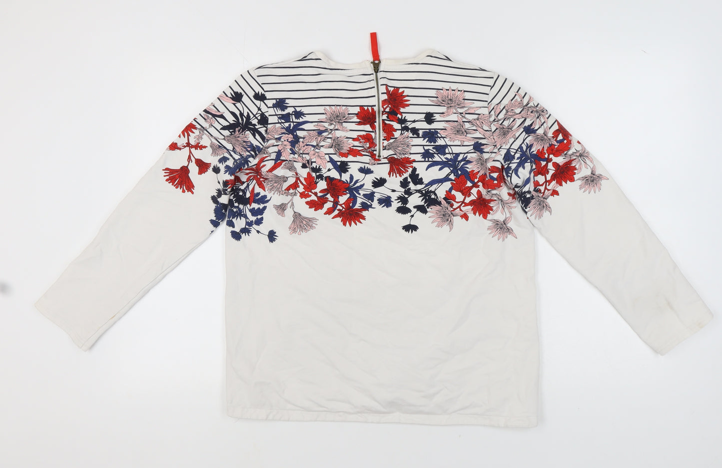 Joules Women's White Floral Embroidered T-Shirt, Size 14
