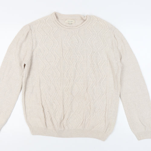 River Island Women's Beige Cable-Knit Pullover Jumper L