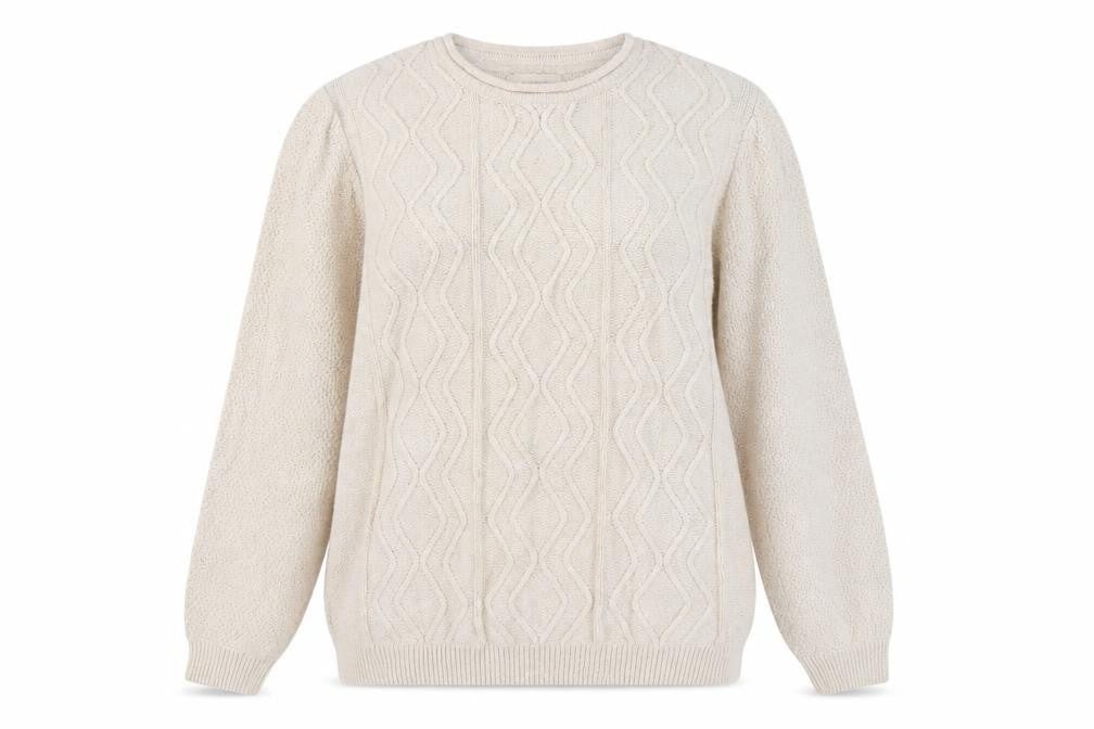 Front view of River Island Women's Beige Cable-Knit jumper L
