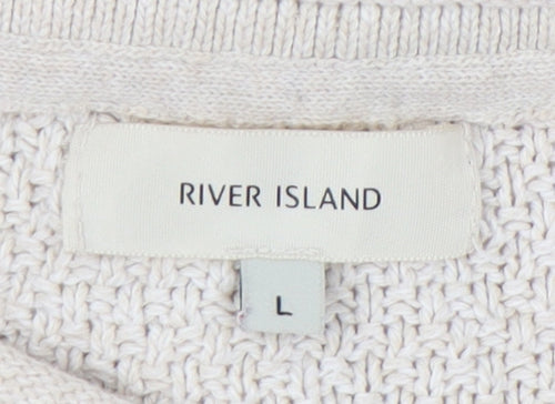 River Island Women's Beige Cable-Knit Pullover Jumper L