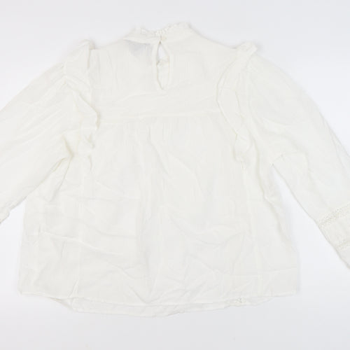 New Look Women's White Blouse, Size 18, Ruffle Accents