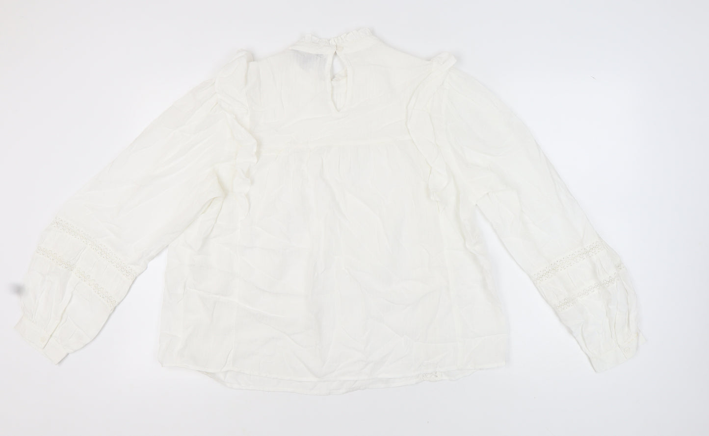 New Look Women's White Blouse, Size 18, Ruffle Accents