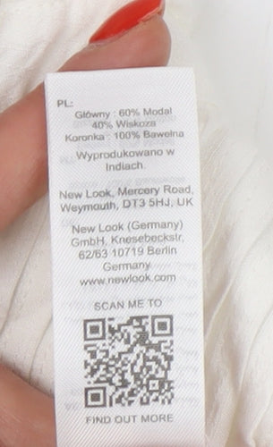 New Look Women's White Blouse, Size 18, Ruffle Accents