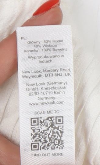 New Look Women's White Blouse, Size 18, Ruffle Accents