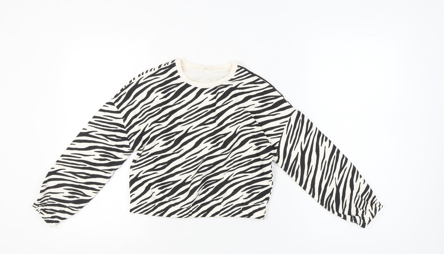 Marks and Spencer Girls' Black Zebra Print Pullover Sweatshirt