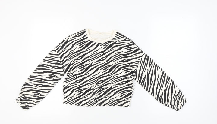 Marks and Spencer Girls' Black Zebra Print Pullover Sweatshirt