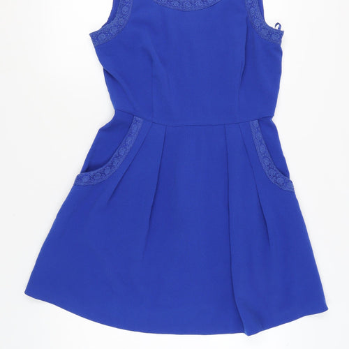 Louche Women's Blue A-Line Sleeveless Dress Size 12