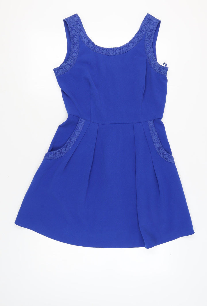 Louche Women's Blue A-Line Sleeveless Dress Size 12