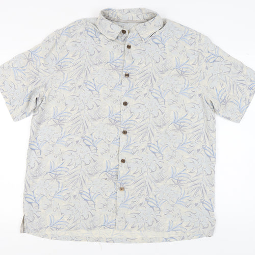 Island Republic Men's Blue XL Silk Floral Short Sleeve Shirt