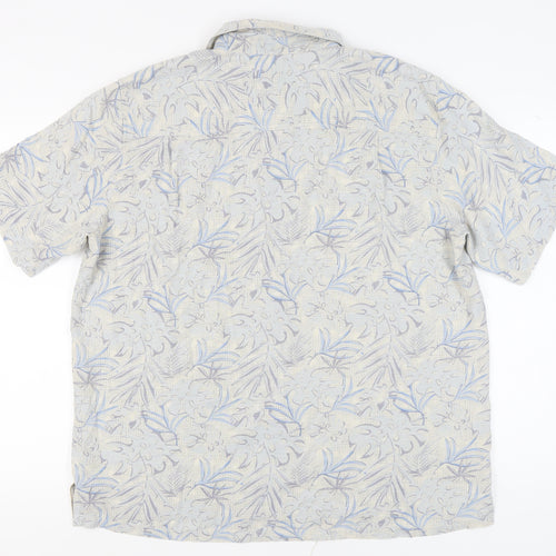 Island Republic Men's Blue XL Silk Floral Short Sleeve Shirt