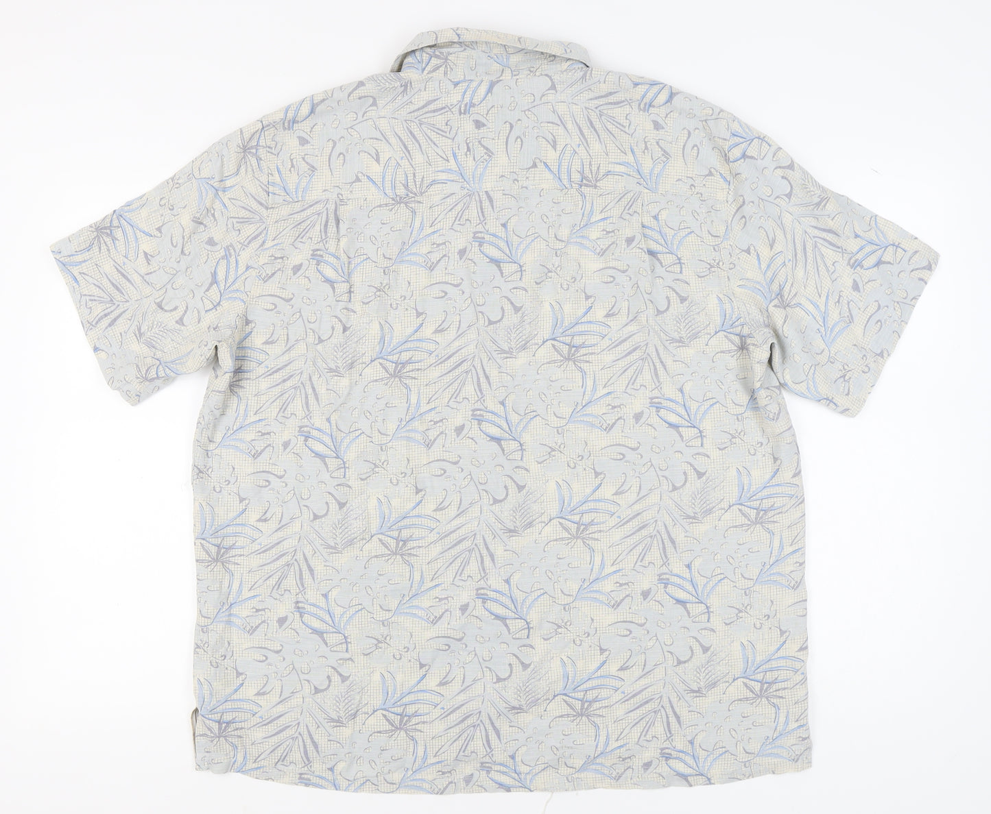 Island Republic Men's Blue XL Silk Floral Short Sleeve Shirt