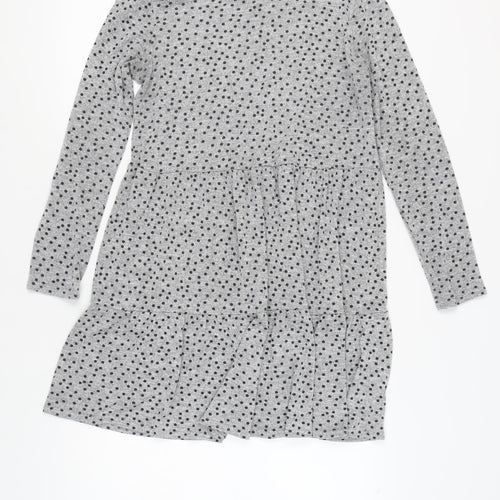 New Look Women's Grey Polka Dot Dress Size 14