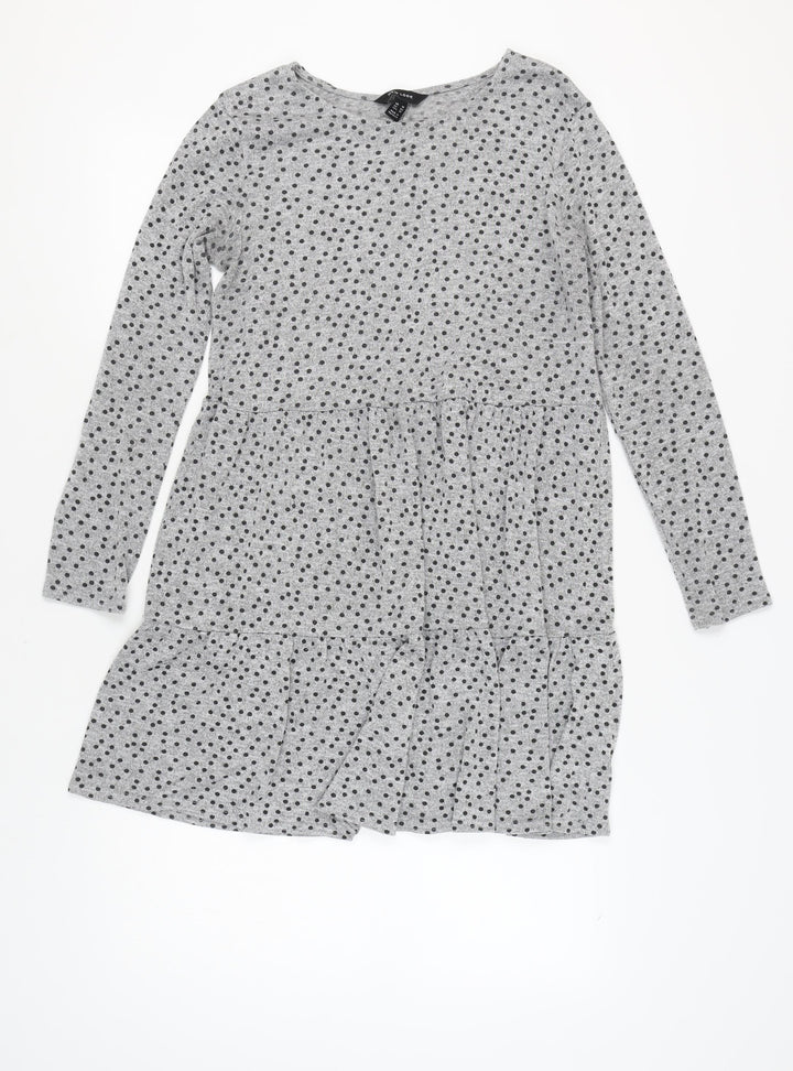 New Look Women's Grey Polka Dot Dress Size 14
