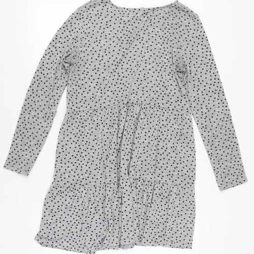 New Look Women's Grey Polka Dot Dress Size 14