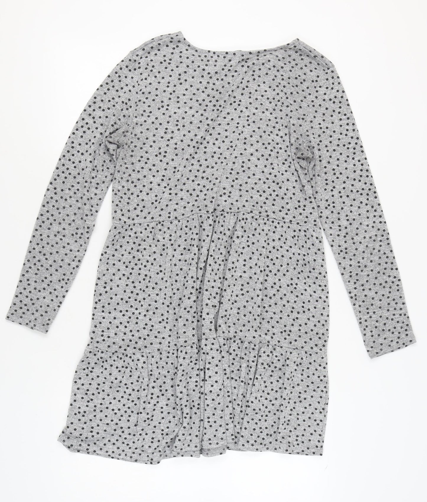 New Look Women's Grey Polka Dot Dress Size 14