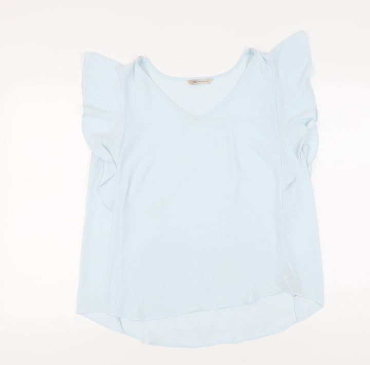 Marks and Spencer Blue Women's Blouse, Size 14, V-Neck, Casual