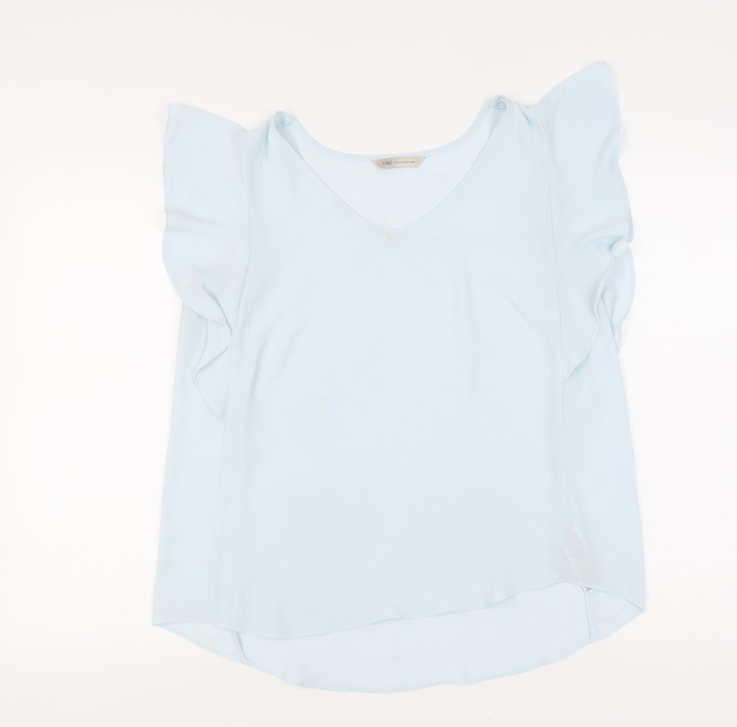 Marks and Spencer Blue Women's Blouse, Size 14, V-Neck, Casual
