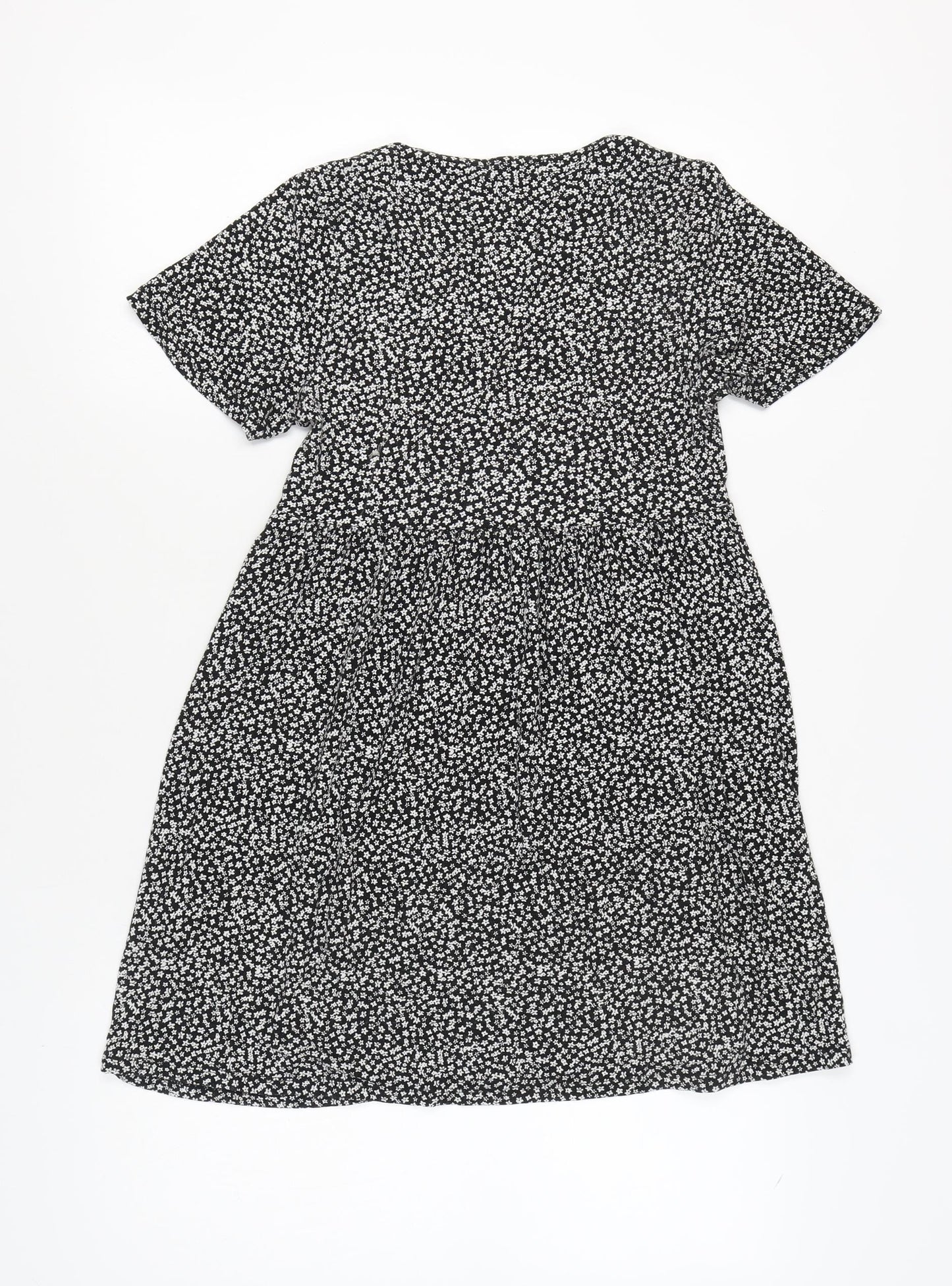 Pull & Bear Women’s Black Floral A-Line Dress, S
