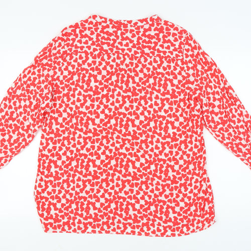 Milano Italy Womens Red Long Sleeve Red Hearts Blouse Size 16