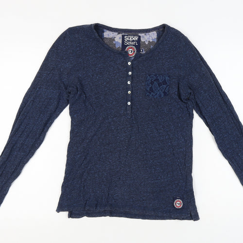 Superdry Women's Blue Henley Long Sleeve T-Shirt