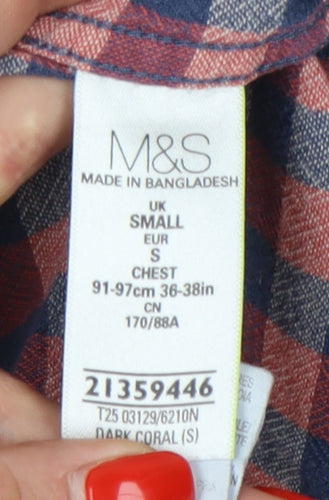 Marks and Spencer Men's Multicoloured Check Shirt S