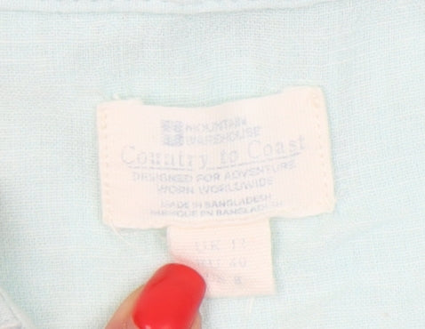 Mountain Warehouse Women's Blue Linen Blouse, Size 12
