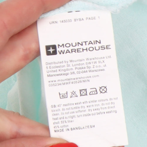 Mountain Warehouse Women's Blue Linen Blouse, Size 12