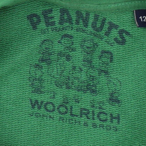 Woolrich Green Peanuts Graphic Hoodie, Unisex Size 12