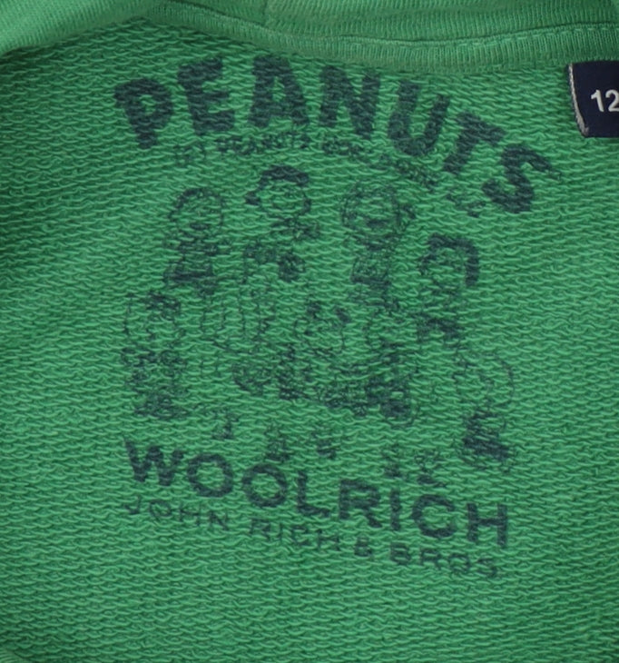 Woolrich Green Peanuts Graphic Hoodie, Unisex Size 12