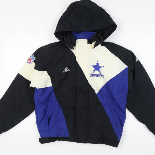Apex One Men's Vintage Cowboys Hooded Jacket L Black Blue