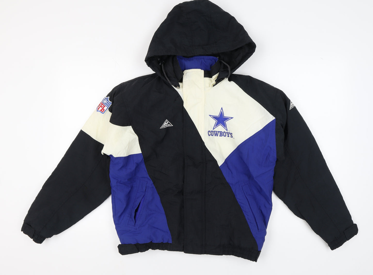 Apex One Men's Vintage Cowboys Hooded Jacket L Black Blue