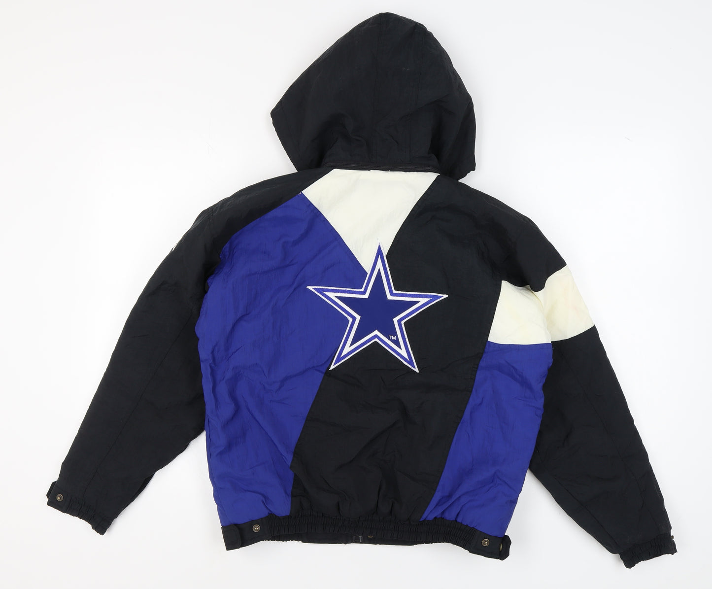 Apex One Men's Vintage Cowboys Hooded Jacket L Black Blue