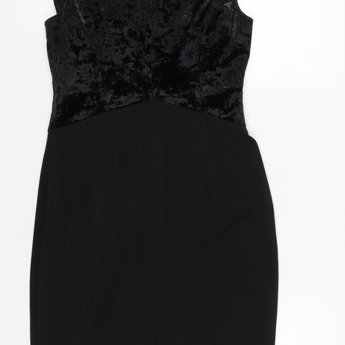 Roman Women’s Black V-Neck Velour Dress Size 12
