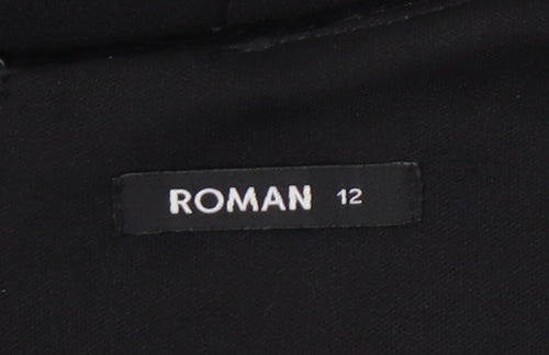 Roman Women’s Black V-Neck Velour Dress Size 12