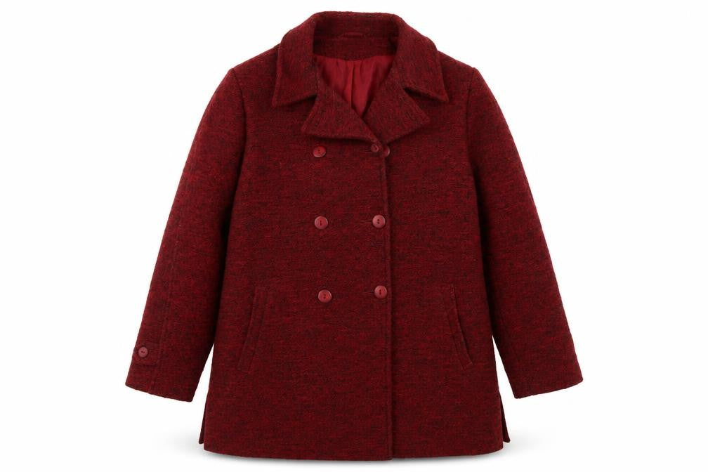 Front view of Lady Line Women's Red Pea Coat, size 18