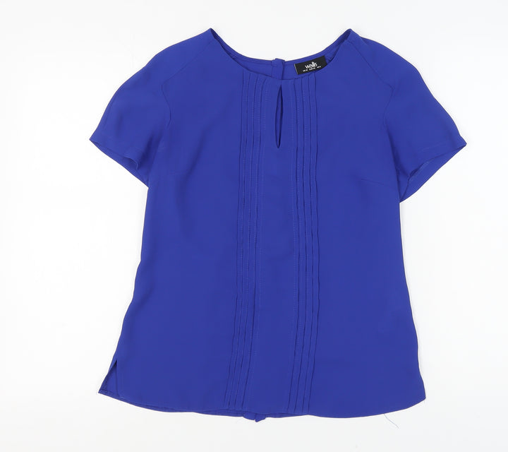 Wallis Women's Blue Blouse Size 10, Crew Neck, Casual